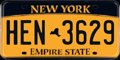 NY license plate HEN3629