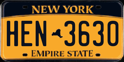 NY license plate HEN3630