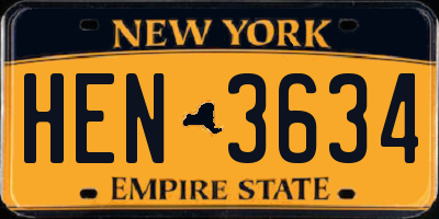 NY license plate HEN3634