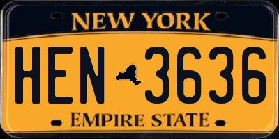 NY license plate HEN3636