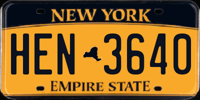 NY license plate HEN3640
