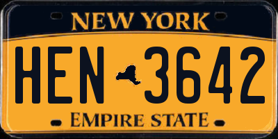 NY license plate HEN3642