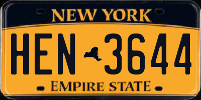 NY license plate HEN3644