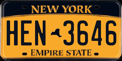 NY license plate HEN3646