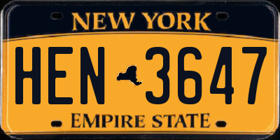 NY license plate HEN3647