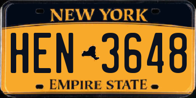 NY license plate HEN3648