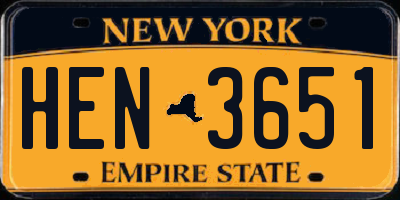 NY license plate HEN3651