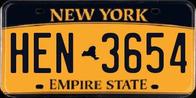 NY license plate HEN3654