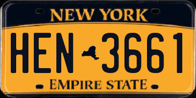 NY license plate HEN3661