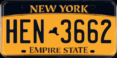 NY license plate HEN3662