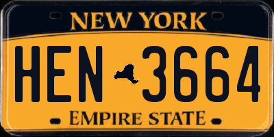 NY license plate HEN3664