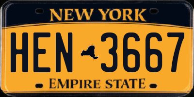 NY license plate HEN3667