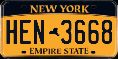 NY license plate HEN3668