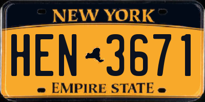 NY license plate HEN3671