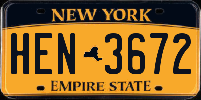 NY license plate HEN3672
