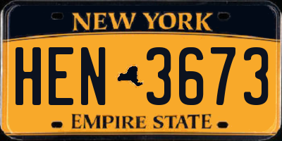 NY license plate HEN3673