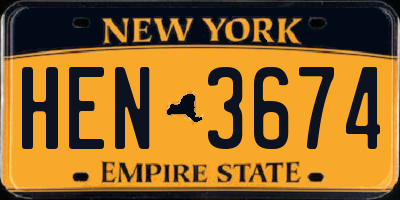 NY license plate HEN3674