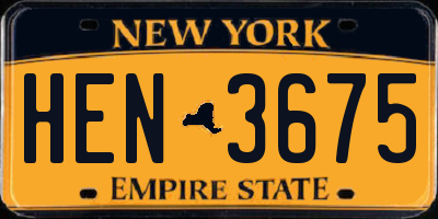 NY license plate HEN3675