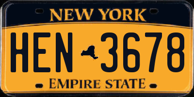 NY license plate HEN3678