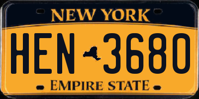 NY license plate HEN3680