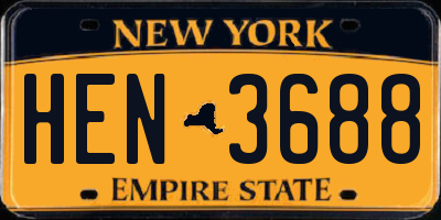 NY license plate HEN3688