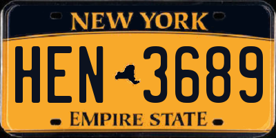 NY license plate HEN3689