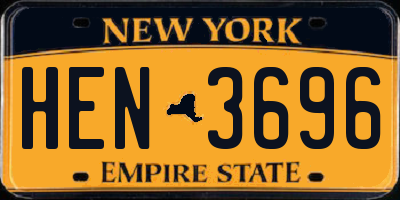 NY license plate HEN3696