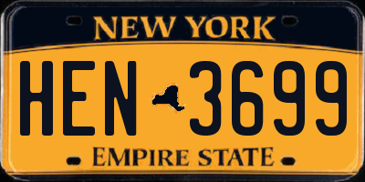 NY license plate HEN3699