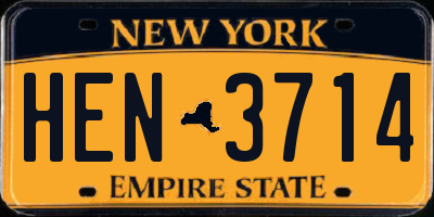 NY license plate HEN3714