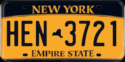 NY license plate HEN3721