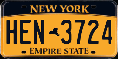 NY license plate HEN3724