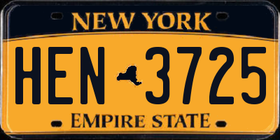 NY license plate HEN3725