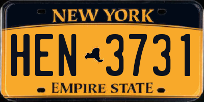 NY license plate HEN3731