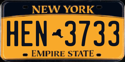 NY license plate HEN3733