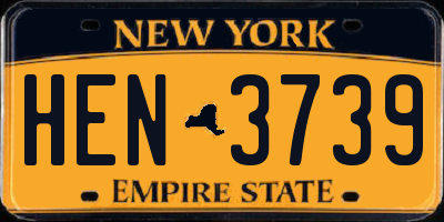 NY license plate HEN3739
