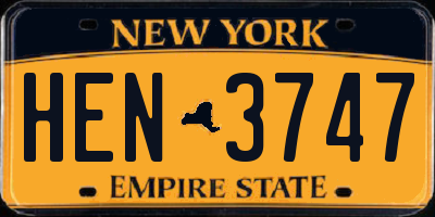 NY license plate HEN3747