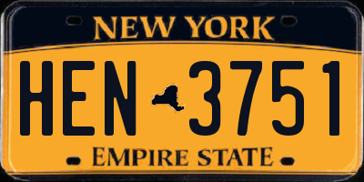 NY license plate HEN3751