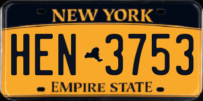 NY license plate HEN3753
