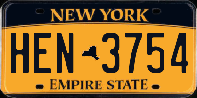 NY license plate HEN3754