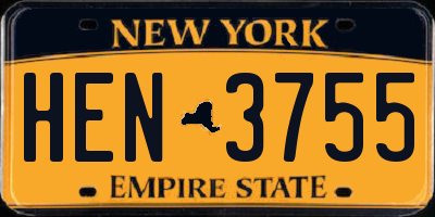 NY license plate HEN3755