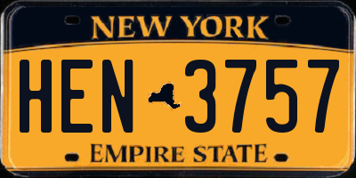 NY license plate HEN3757