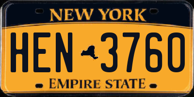 NY license plate HEN3760