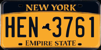NY license plate HEN3761