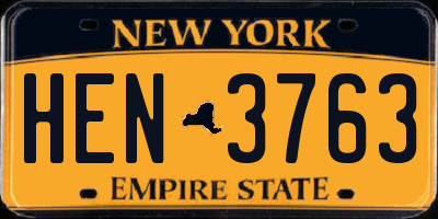 NY license plate HEN3763