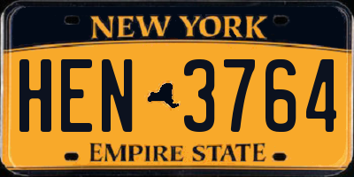 NY license plate HEN3764