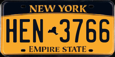 NY license plate HEN3766