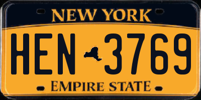 NY license plate HEN3769
