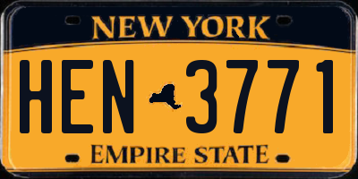 NY license plate HEN3771