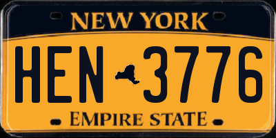 NY license plate HEN3776