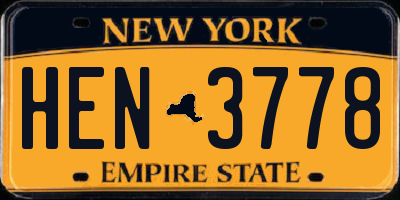 NY license plate HEN3778